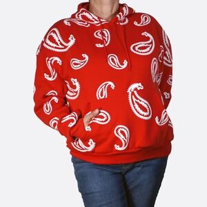 Riot Empire 3D Puff Print Paisley Red Hoodie XL 1X Tall Friendly Streetwear